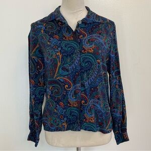 Vintage Koret Petites Paisley Blouse. Size Small. Boho Retro Button Top